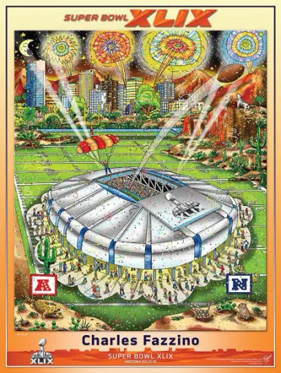 Discover SUPER BOWL XLIX Arizonna 2015 Pop Art Poster by Charles Fazzino