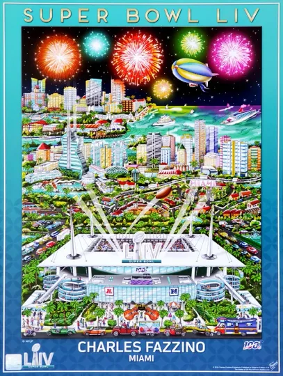 Discover Super Bowl LIV Miami 2020 Football Vertical Poster by Fazzino