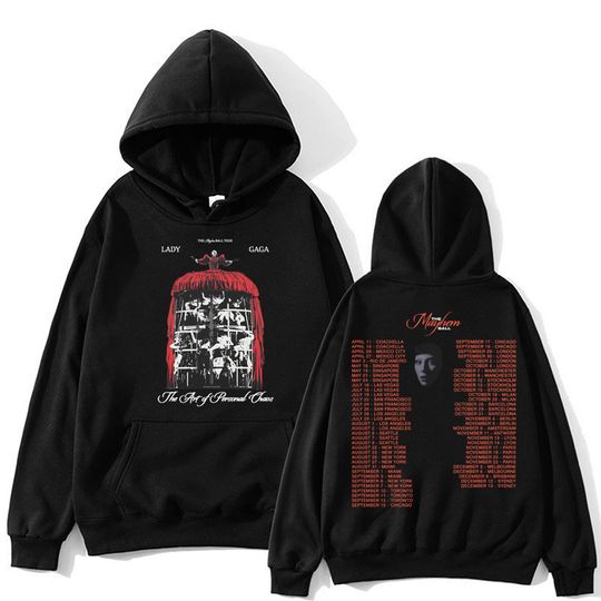 Ld ga Mayhem Ball Tour Graphic Hoodies Men Women Vintage Hip Hop Sweatshirt Loose Fleece Gothic Sportwear Streetwear Gifts