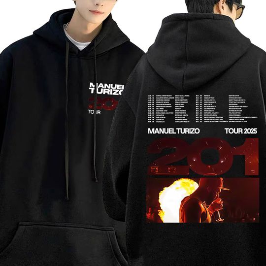 Discover Manuel Turizo 201 Tour 2025 Hoodie Male Fashion Oversized Streetwear Men Women Clothing Hip Hop Hoodies Male Vintage Pullover