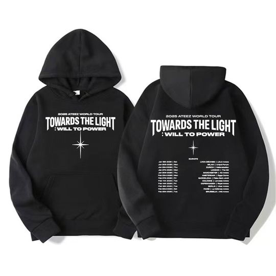 Kpop 2025 Ateez World Tour Towards The Light: Will To Power Hoodies Men Women Korean Fashion Aesthetic Hip Hop Sweatshirt Hoodie