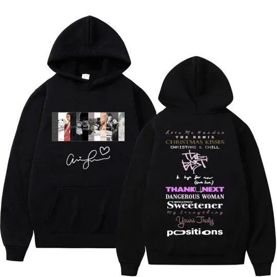Singer Ariana All Album Hoodies Vintage 90s Concert Tour Graphic Hoodie Men Women Hip Hop Fashion Pullover Sweatshirt Streetwear