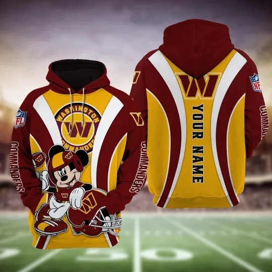 Discover Washington Football Team Commanderss And Mickey Mouse Disney Hoodie