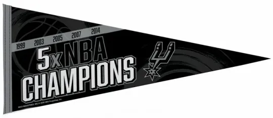Discover San Antonio Spurs 5-Time NBA Champions Triangle Pennant