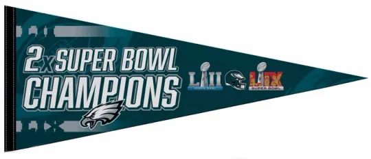 Philadelphia Eagles 2-Time Super Bowl Champions Triangle Pennant