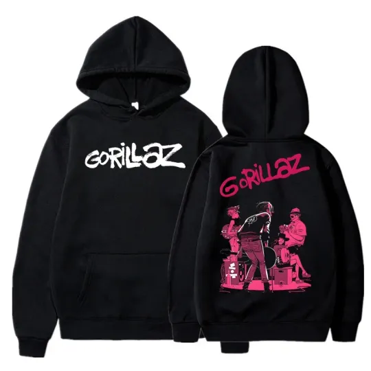 Discover The Autumn and Winter Pullovers Long Sleeve Loose Soft Sweatshirt Streetwear Coat Gorillaz Printing Women and Men Hoode