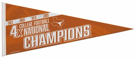 Texas Longhorns Football 4-Time NCAA National Champions Triangle Pennats