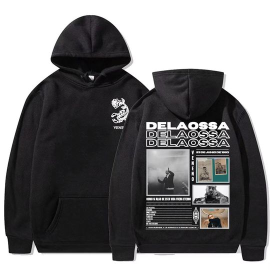 Discover Rapper Delaossa Veneno's album men's hoodie retro 90s hip-hop style hoodie autumn and winter casual hoodie