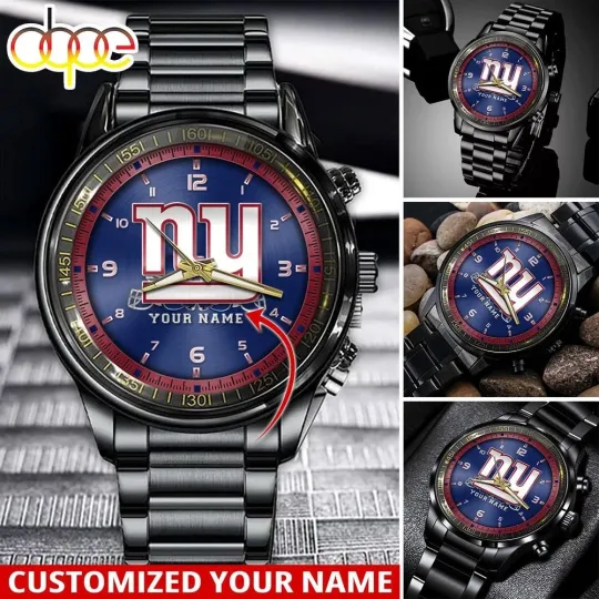 Discover New York Football Team Giantss Black Stainless Steel Watch, Gift For Fans
