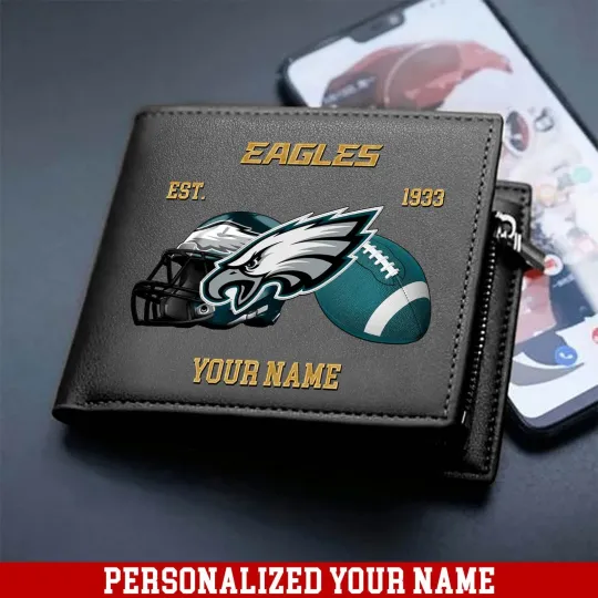 Discover Personalized Philadelphia Football Team Eagless Leather Wallet, Gift For Fans