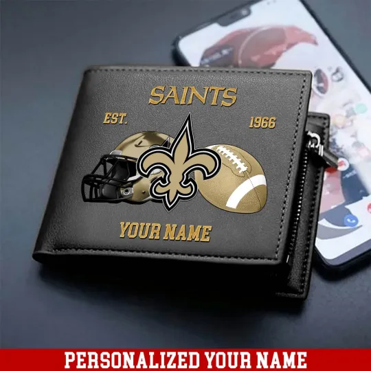 Discover Personalized New Orleans Football Team Saintss Leather Wallet, Gift For Fans