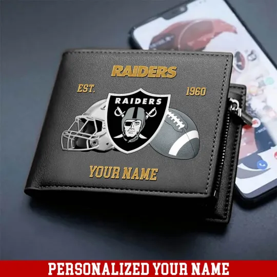 Discover Personalized Las Vegas Football Team Raiderss Leather Wallet, Gift For Fans