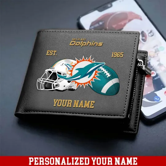 Discover Personalized Miami Football Team Dolphinss Leather Wallet, Gift For Fans