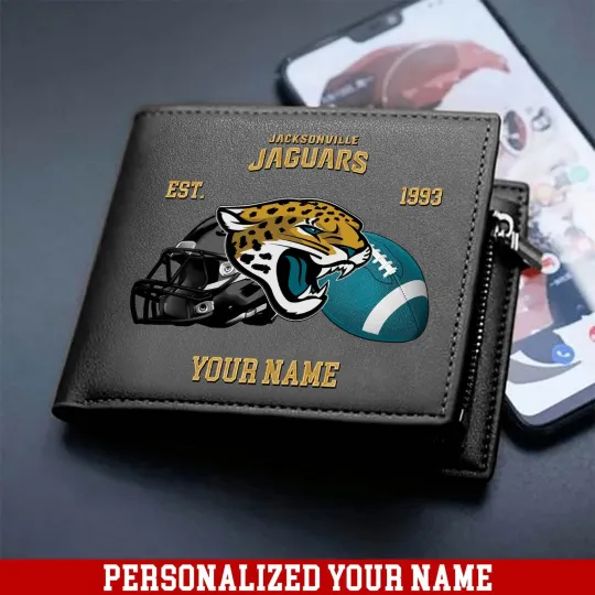Discover Personalized Jacksonville Football Team Jaguarss Leather Wallet, Gift For Fans