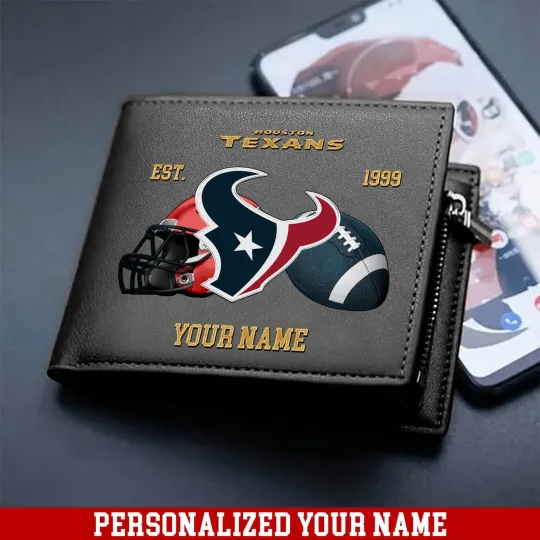 Discover Personalized Houston Football Team Texanss Leather Wallet, Gift For Fans
