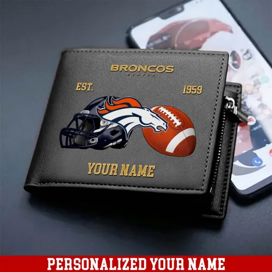 Discover Personalized Denver Football Team Broncoss Leather Wallet, Gift For Fans