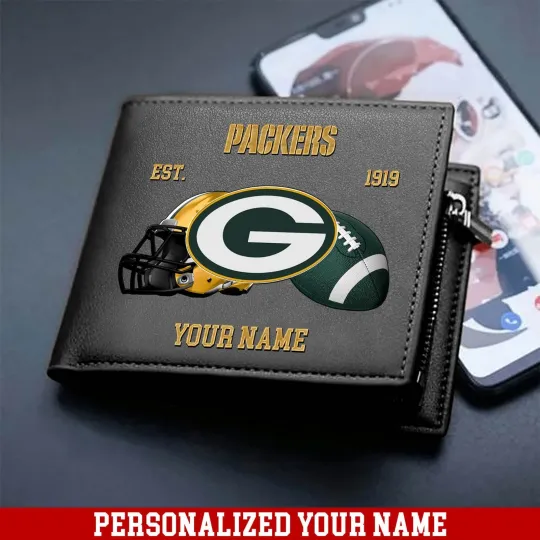 Discover Personalized Green Bay Football Team Packerss Leather Wallet, Gift For Fans