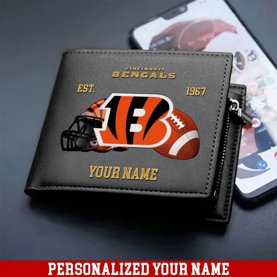 Discover Personalized Cincinnati Football Team Bengalss Leather Wallet, Gift For Fans