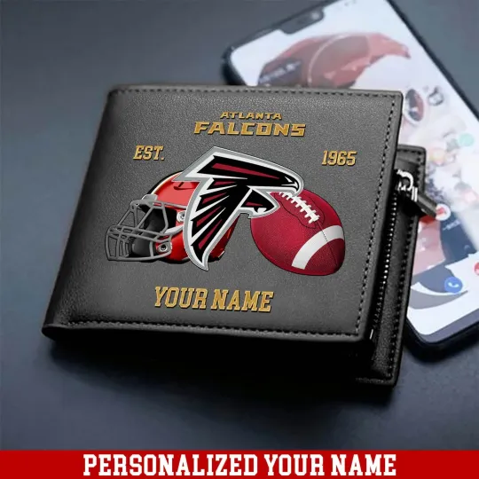 Discover Personalized Atlanta Football Team Falconss Leather Wallet, Gift For Fans
