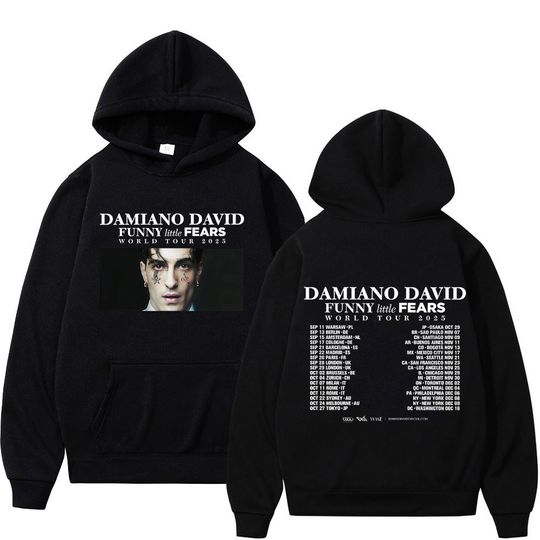 Discover Singer DAMIANO DAVID FUNNY Little FEARS Album Tour 2025 Graphic vintage hoodie men Fashion punk pullover Hip-hop sweatshirt tops