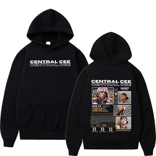 Discover Rapper CENTRAL CEE WILD WEST Tour 2025 Graphic Hoodie Men Hip Hop Harajuku Fashion Retro Oversized Sweatshirt Unisex Streetwear