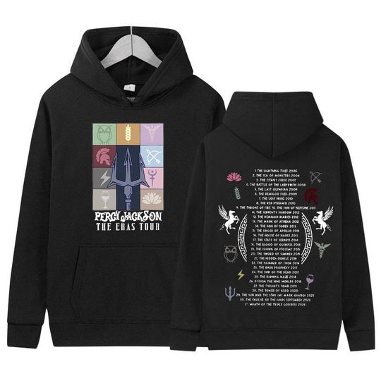 Discover Percy Jackson The Eras Tour Hoodie Men's Women Retro Fashion Pullover Sweatshirt Casual Long Sleeve Oversized Hoodies Streetwear