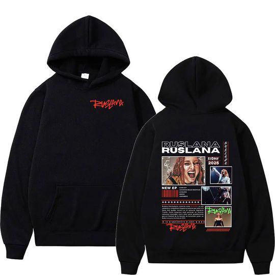 Discover RUSLANA Tour 2025 Album Print Hoodie Men Women Vintage Long Sleeve Fashion Sweatshirt Hip Hop Loose Pullover Hoodies Streetwear