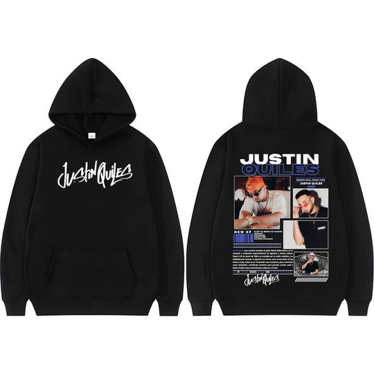Discover Singer Justin Quiles Album 2025 Tour Graphic Hoodie Men's Clothing Vintage Hip Hop Hoodies Loose Long Sleeve Comfort Sweatshirts