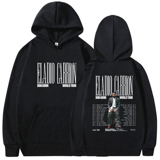 Discover Rapper ELADIO CARRIÓN DON KBRN WORLD TOUR 2025 Graphic Hoodie Men's Hip Hop Gothic Long Sleeve Sweatshirts Retro Oversized Hoody