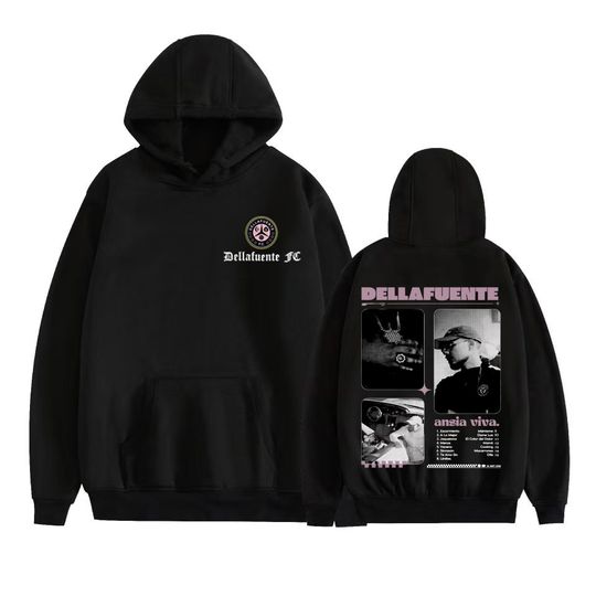 Discover Rapper Dellafuente Album Tour 2025 Graphic Pullover Men Clothing Fashion Hip Hop Music Sweatshirt High Quality Oversized Hoodies