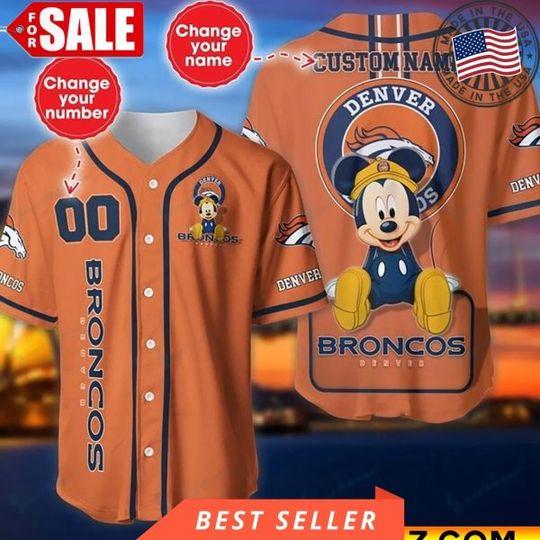Denver Broncos Personalized Baseball Jersey