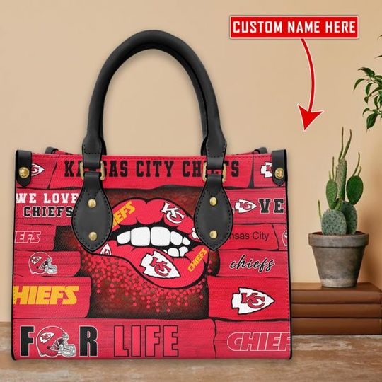 Kansas City Chiefs Personalized Leather Hand Bag