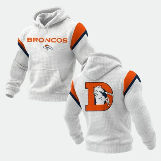 Broncos White Out 2025 Print Waffle Hoodie