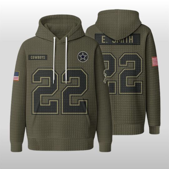 Dallas Cowboys 22 Smith Salute To Service Waffle Hoodie