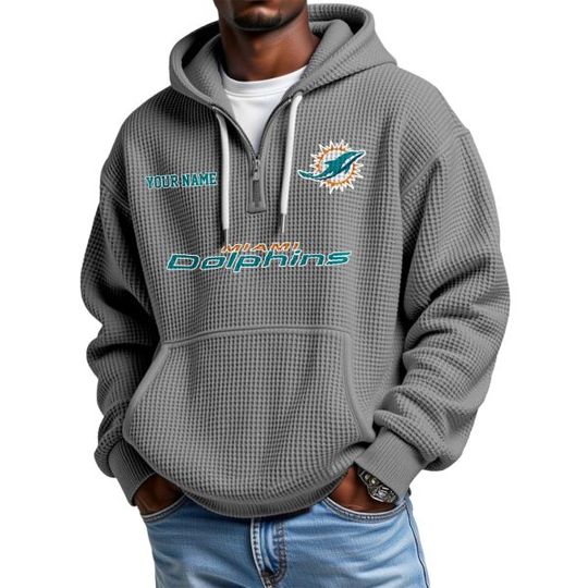 Dolphinss Personalized Quarter Zip Waffle Hoodie