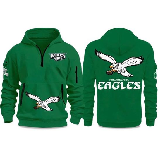 Eagless Throwback Green 2025 Quarter Zipper Hoodie