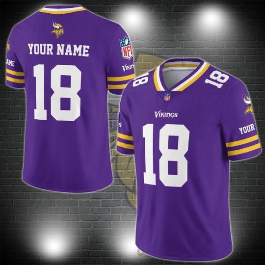 Discover Minnesota Vikings Personalized V-neck Football Jersey Sport Gifts For Fan