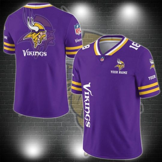 Discover Minnesota Vikings Personalized V-neck Football Jersey Sport Gifts For Fan