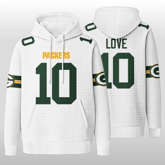 Green Bay Packers Love 10 Waffle Hoodie