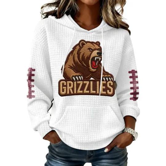 Grizzlies Football Print Waffle Hoodie