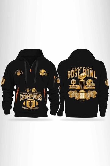 Discover Hoosierss Rosee B.owl Game Champions Quarter Zip Hoodie 2026