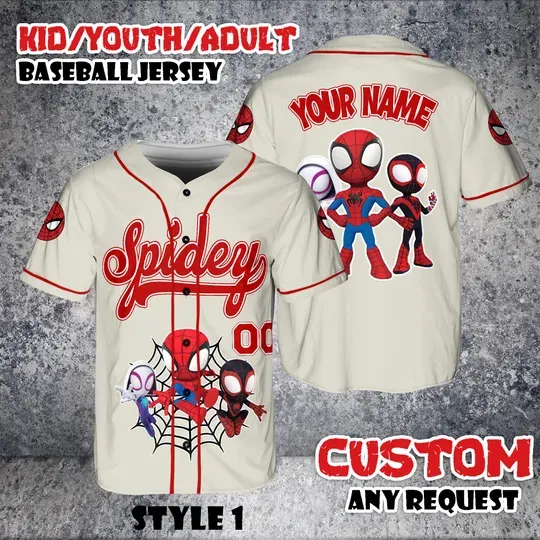 Discover Custom Spidey And His Amazing Friends Baseball Jersey, Personalized Disney Team Outfit