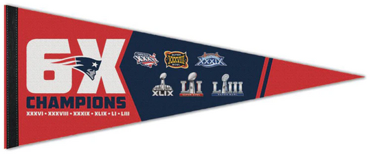 New England Patriots Six-Time Super Bowl Champions Premium Felt Collector's Pennant