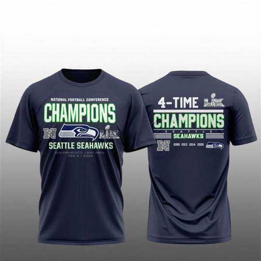 Seahawks NFC Champions 4 Time Champs 2026 Shirt