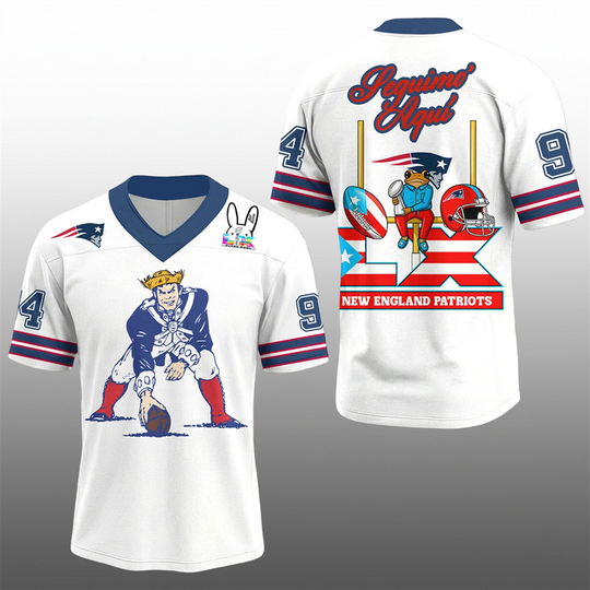 Discover NE Patriots Benito Bowl LX Seguimos Aqui Jersey