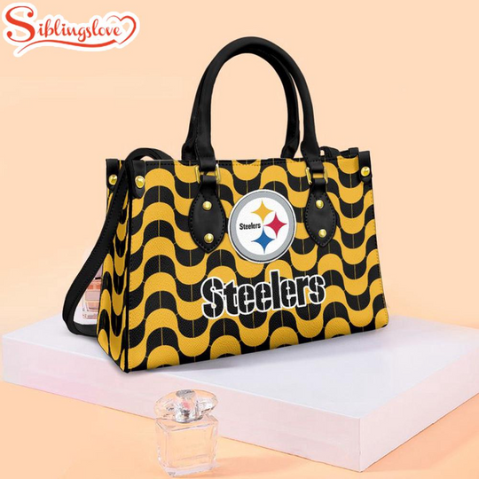 Discover Pittsburgh Steeler Wave Pattern football Team Leather Handbag