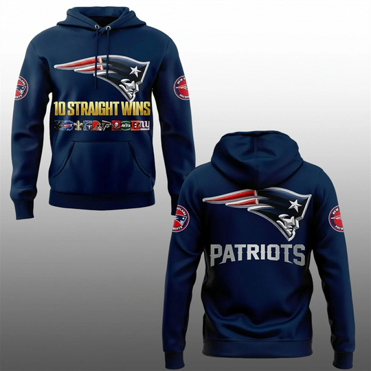 Discover 2025 Patriots TEN Wins In A Row For The Pats Hoodie