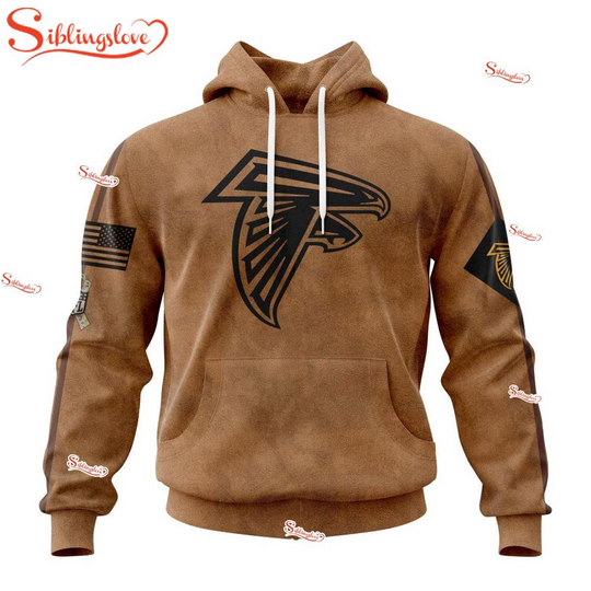 Custom Name And Number football Atlanta Falcons Salute To Service Veterans Day 3D Hoodie