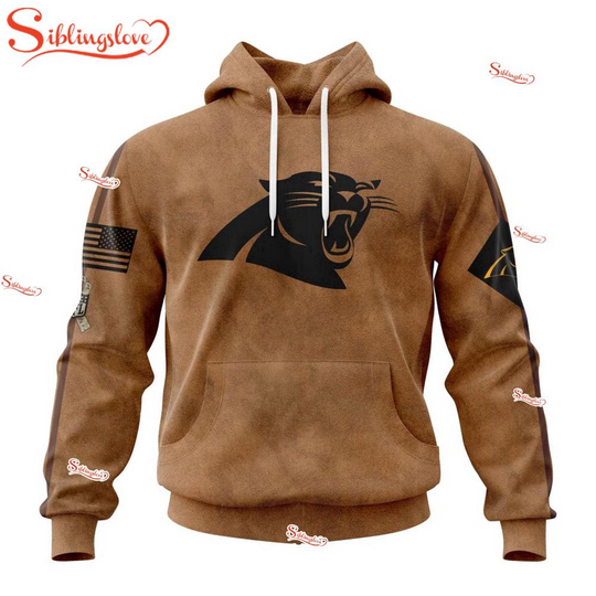 Custom Name And Number football Carolina Panthers Salute To Service Veterans Day 3D Hoodie