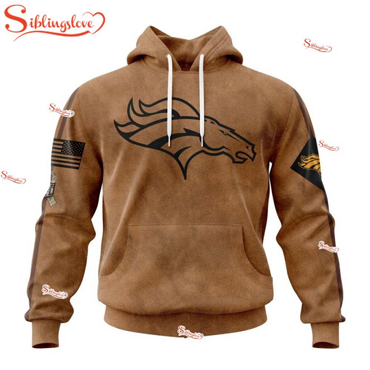 Custom Name And Number football Denver Broncos Salute To Service Veterans Day 3D Hoodie